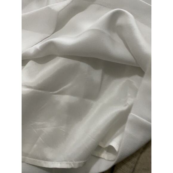 BCBG White Crepe Shift Dress XS Women A Line Sleeveless Cutout Mod VNeck Swing - Picture 9 of 16